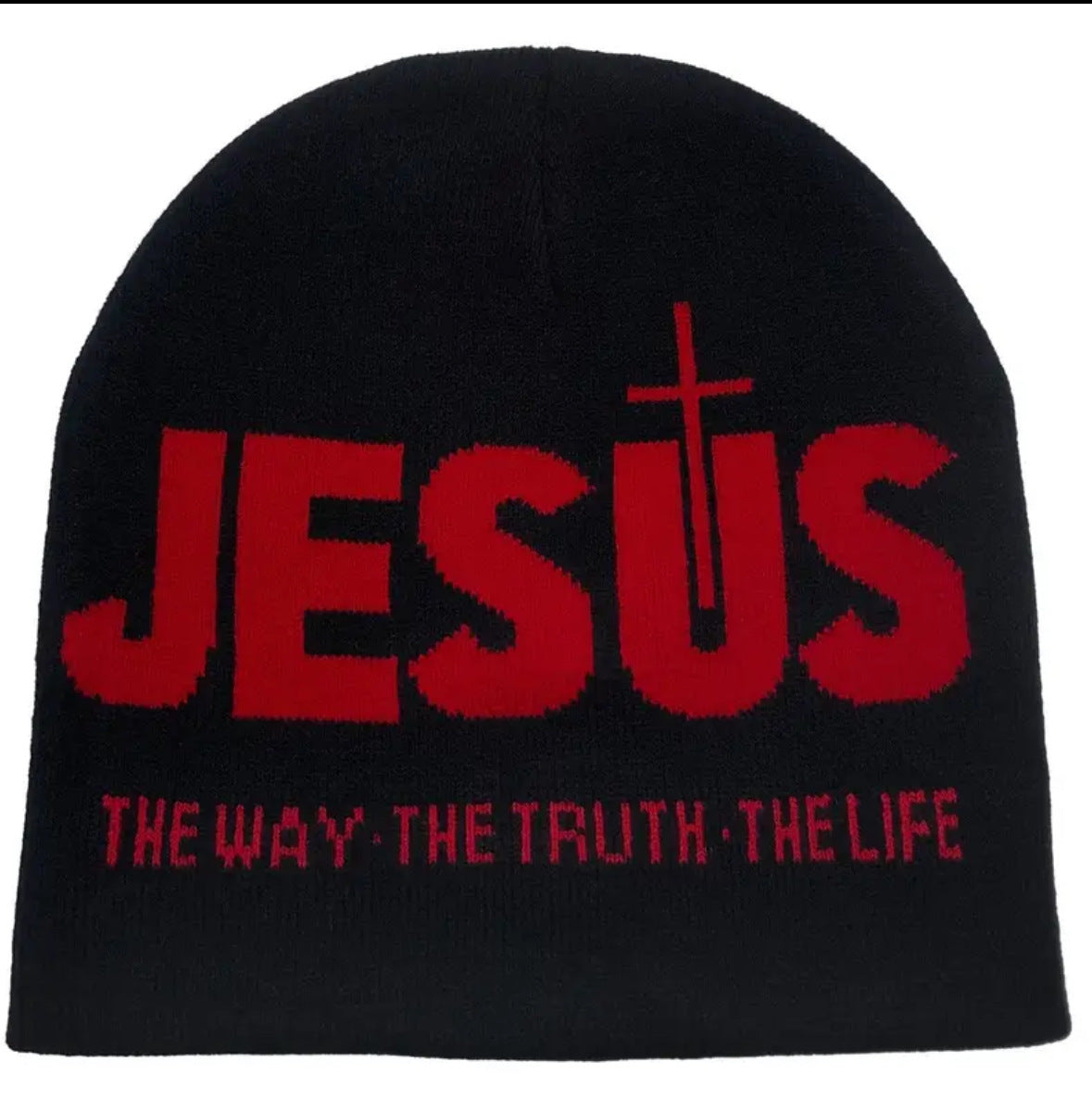 Jacquard Brimless Knitted Hat JESUS Letters Autumn And Winter Wool Sleeve Cap