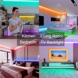 Bluetooth RGB Light Strip Set 50ft