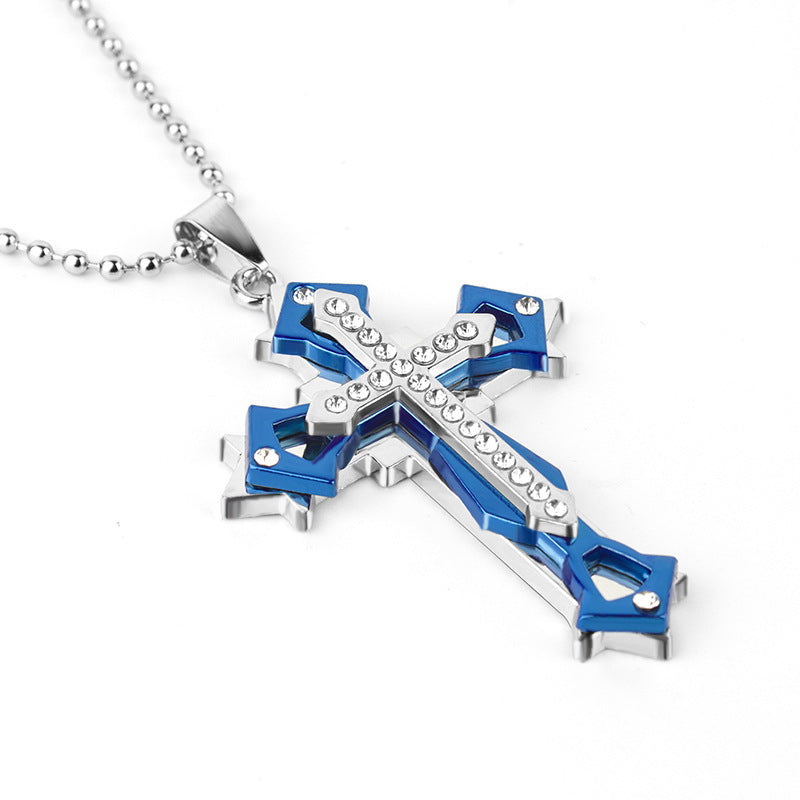 Cross Pendant Silver Gold Black Stainless Steel